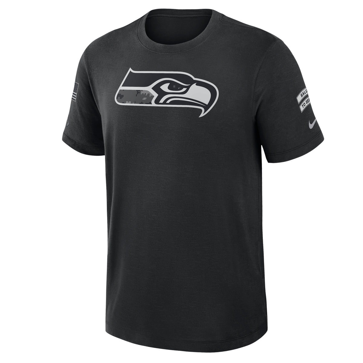 NFL Seattle Seahawks Nike 2026 Salute to Service Slub Crew T-Shirt- Black