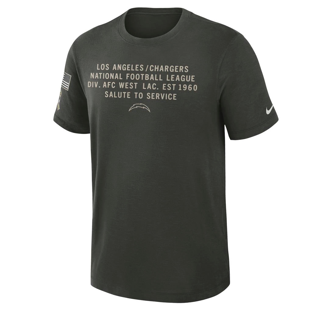 NFL Los Angeles Chargers Nike 2025 Salute to Service Slub T-Shirt - Green