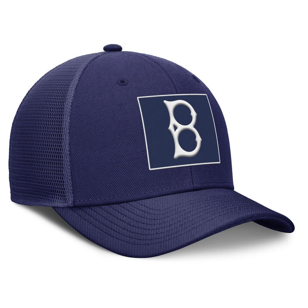 MLB Los Angeles Dodgers Nike Cooperstown Square Patch Trucker Snapback Hat - Blue