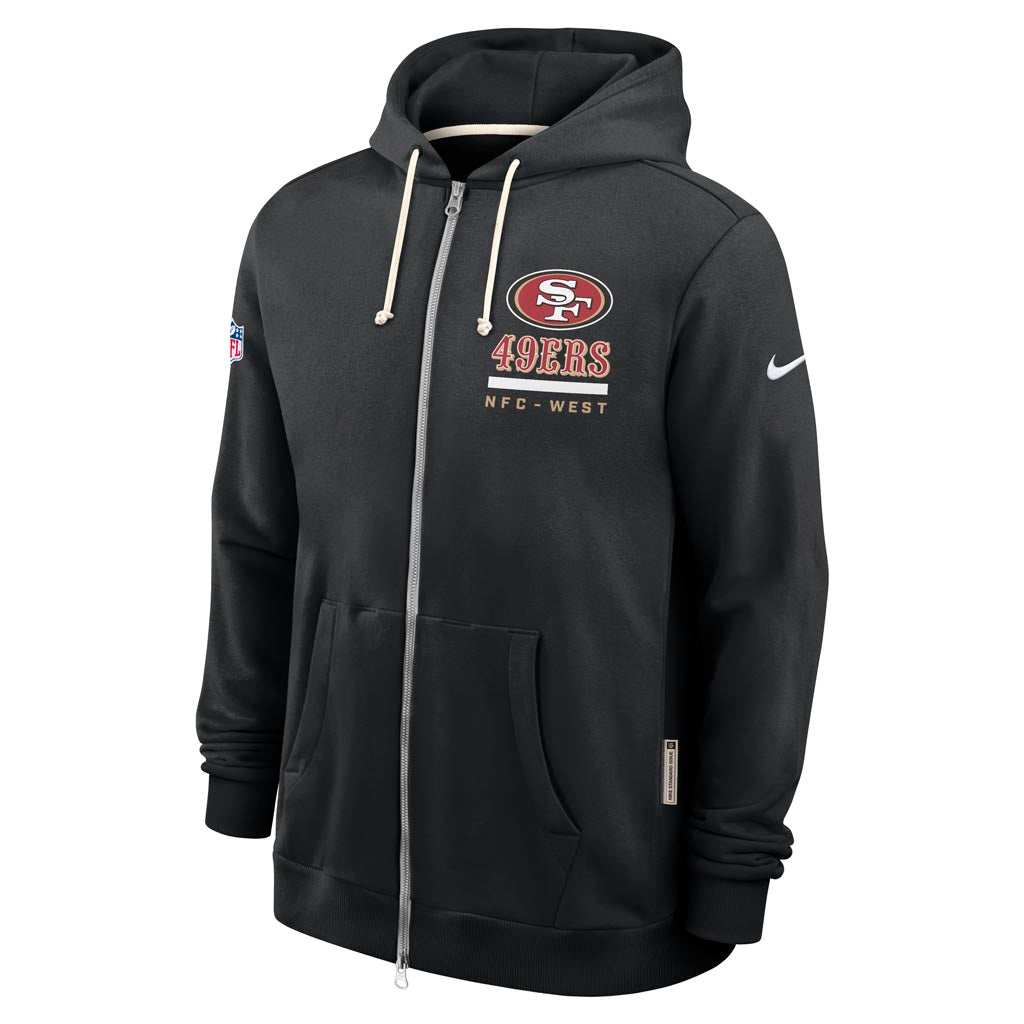 NFL San Francisco 49ers Nike 2025 Sideline Full Zip Hoodie - Black