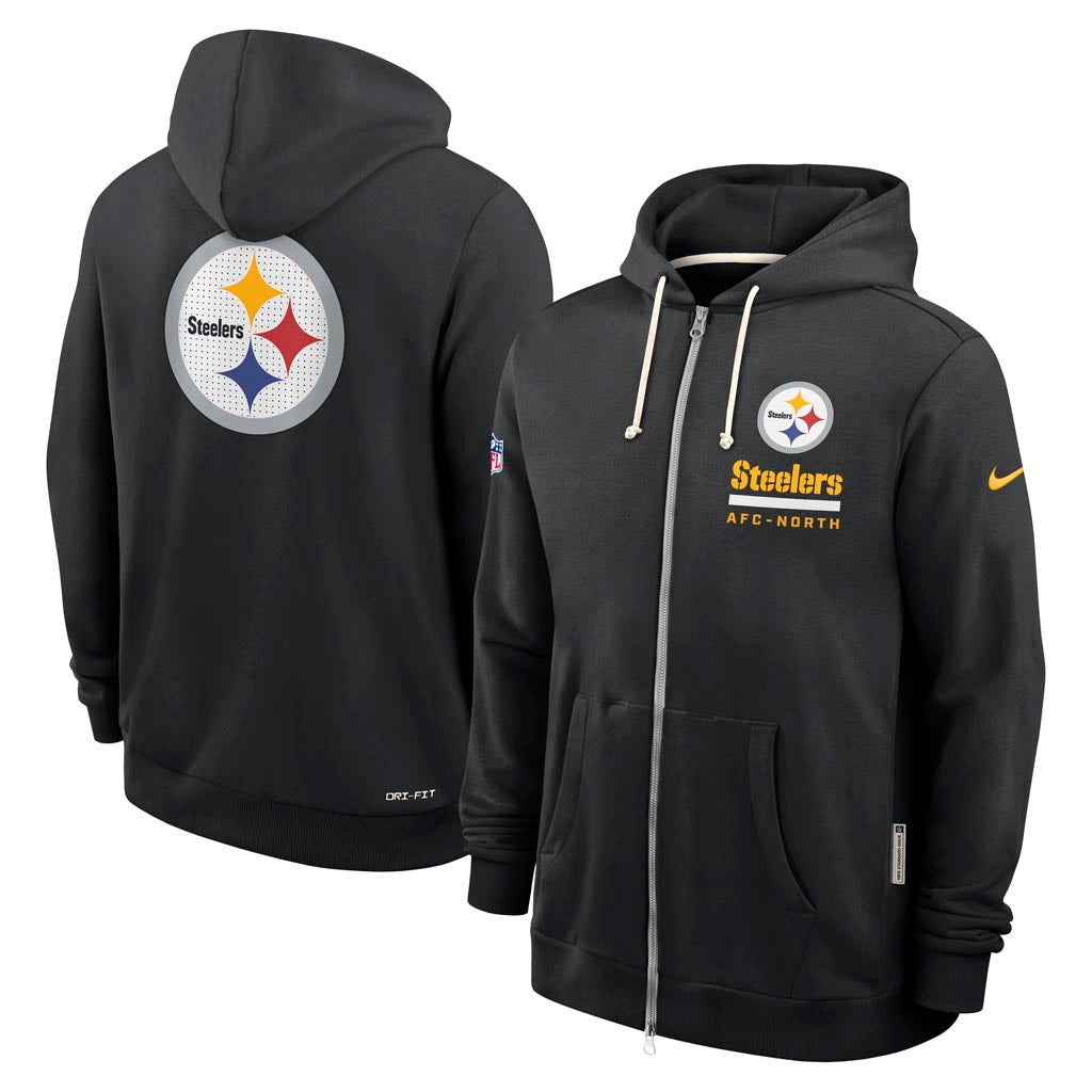 NFL Pittsburgh Steelers Nike 2025 Sideline Full Zip Hoodie - Black
