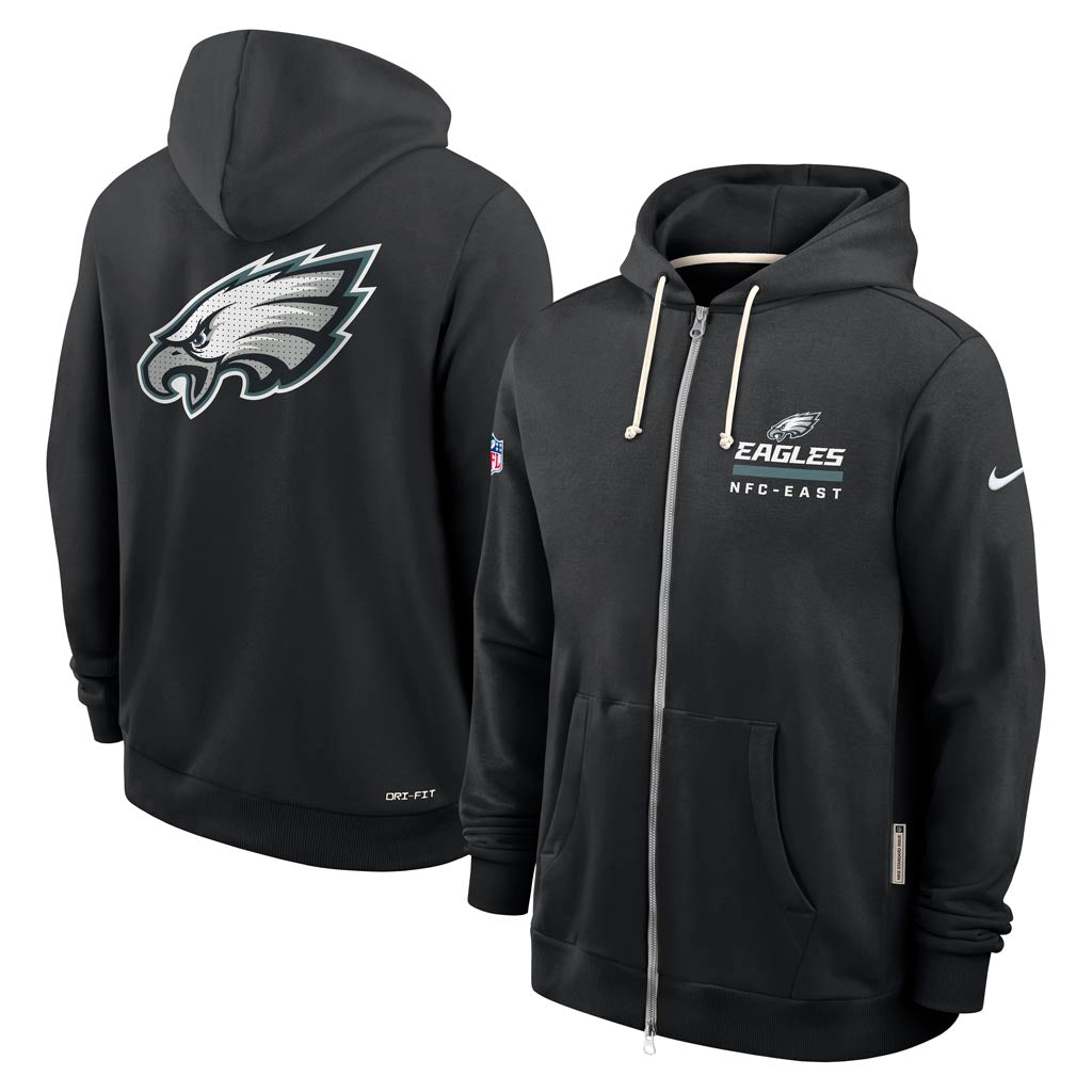 NFL Philadelphia Eagles Nike 2025 Sideline Full Zip Hoodie - Black