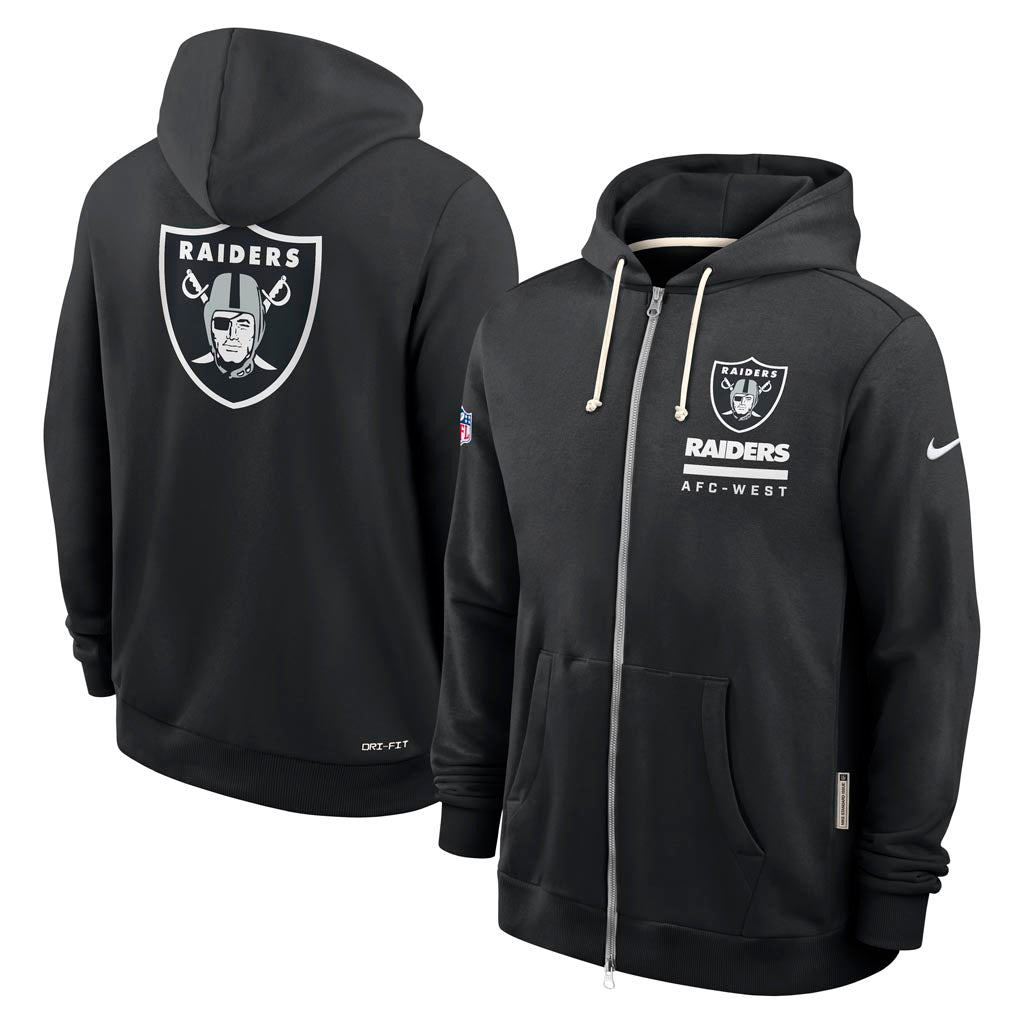 NFL Las Vegas Raiders Nike 2025 Sideline Full Zip Hoodie - Black