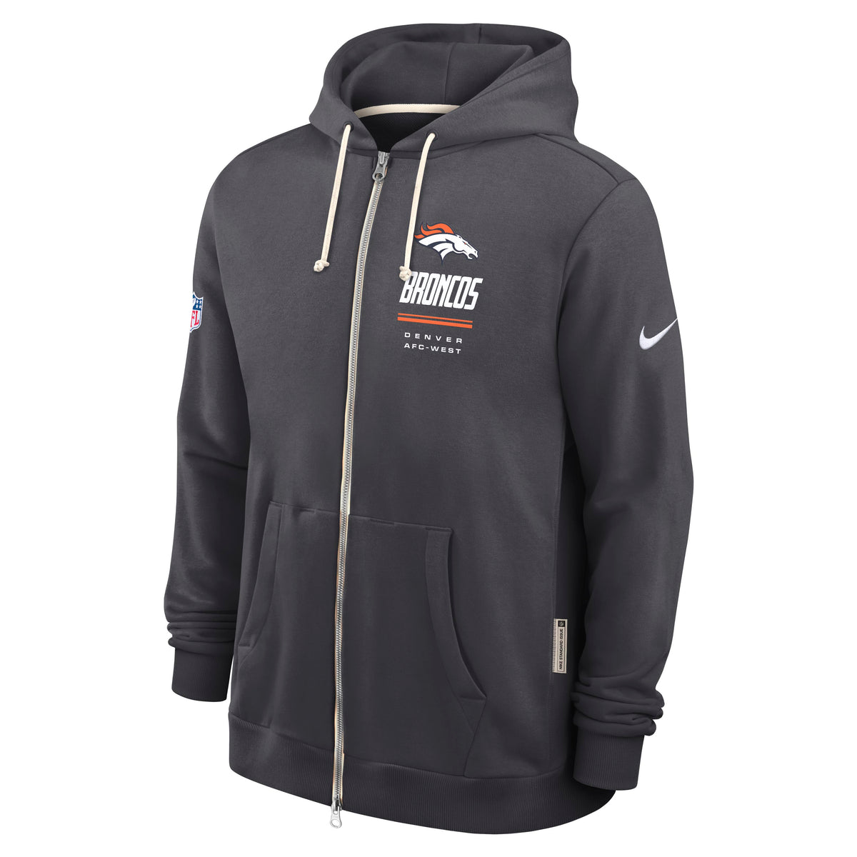 NFL Denver Broncos Nike 2026 Sideline Full Zip Hoodie- Charcoal