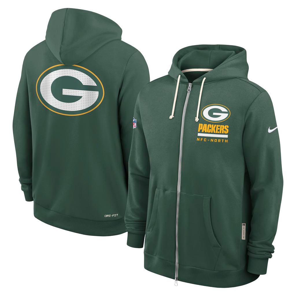 NFL Green Bay Packers Nike 2025 Sideline Full Zip Hoodie - Green