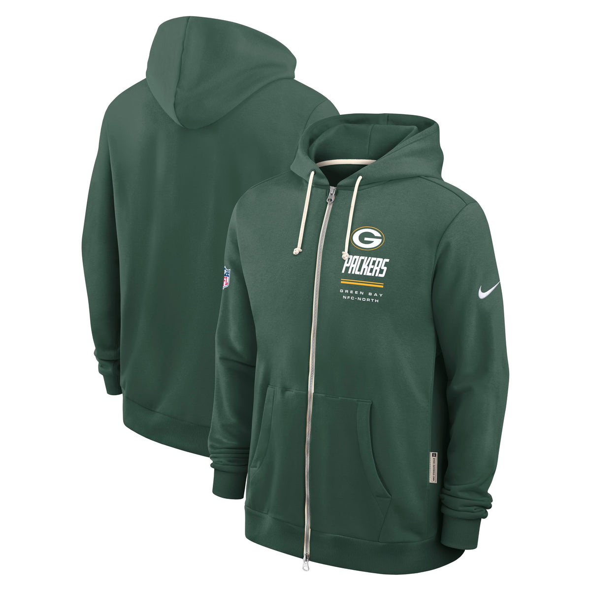 NFL Green Bay Packers Nike 2026 Sideline Full Zip Hoodie- Green