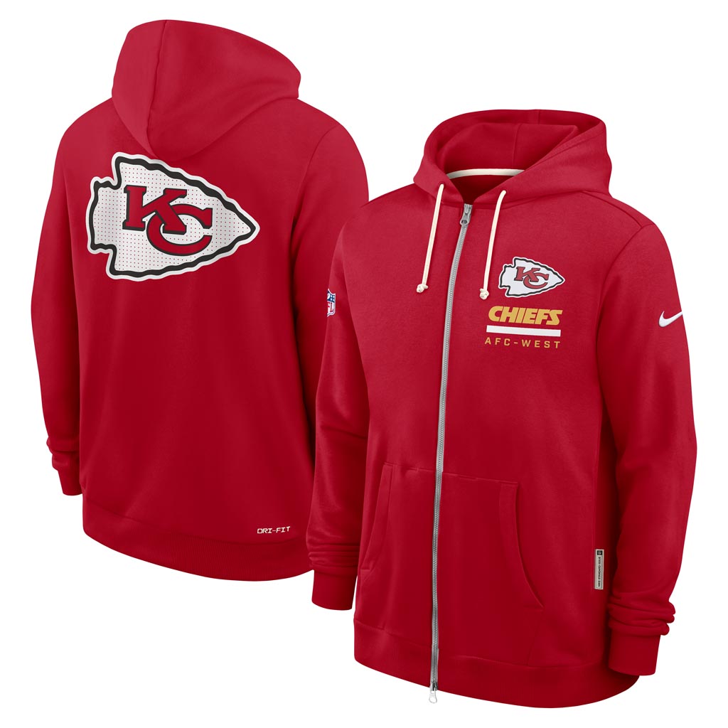 NFL Kansas City Chiefs Nike 2025 Sideline Full Zip Hoodie - Red