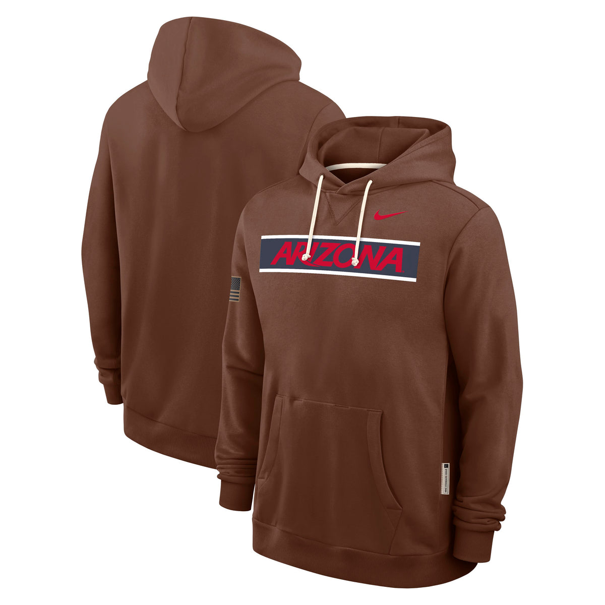 NCAA Arizona Wildcats Nike Dri-Fit Military Pullover Hoodie- Brown