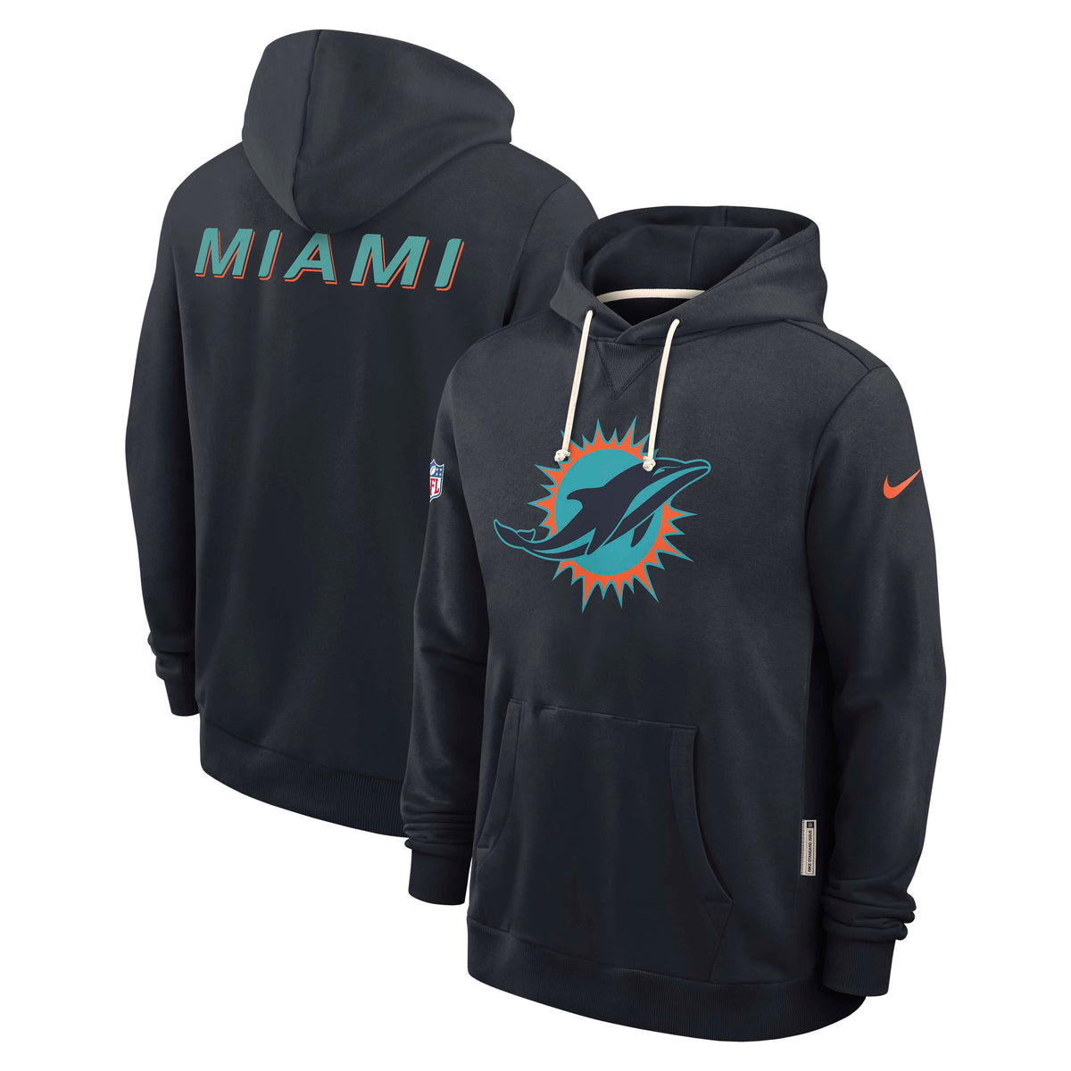 NFL Miami Dolphins Nike Rivalry Sideline Pullover Hoodie- Black