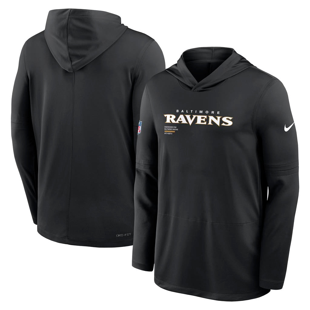 NFL Baltimore Ravens Nike 2025 Sideline Lightweight Hoodie - Black