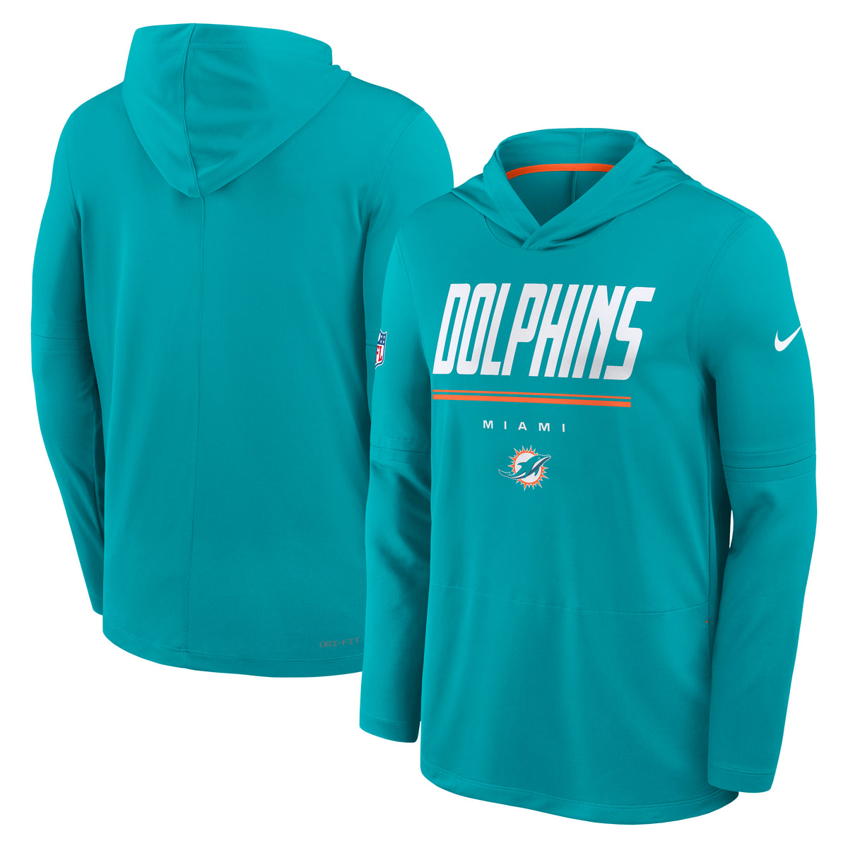NFL Miami Dolphins Nike 2026 Sideline Lightweight Hoodie- Teal