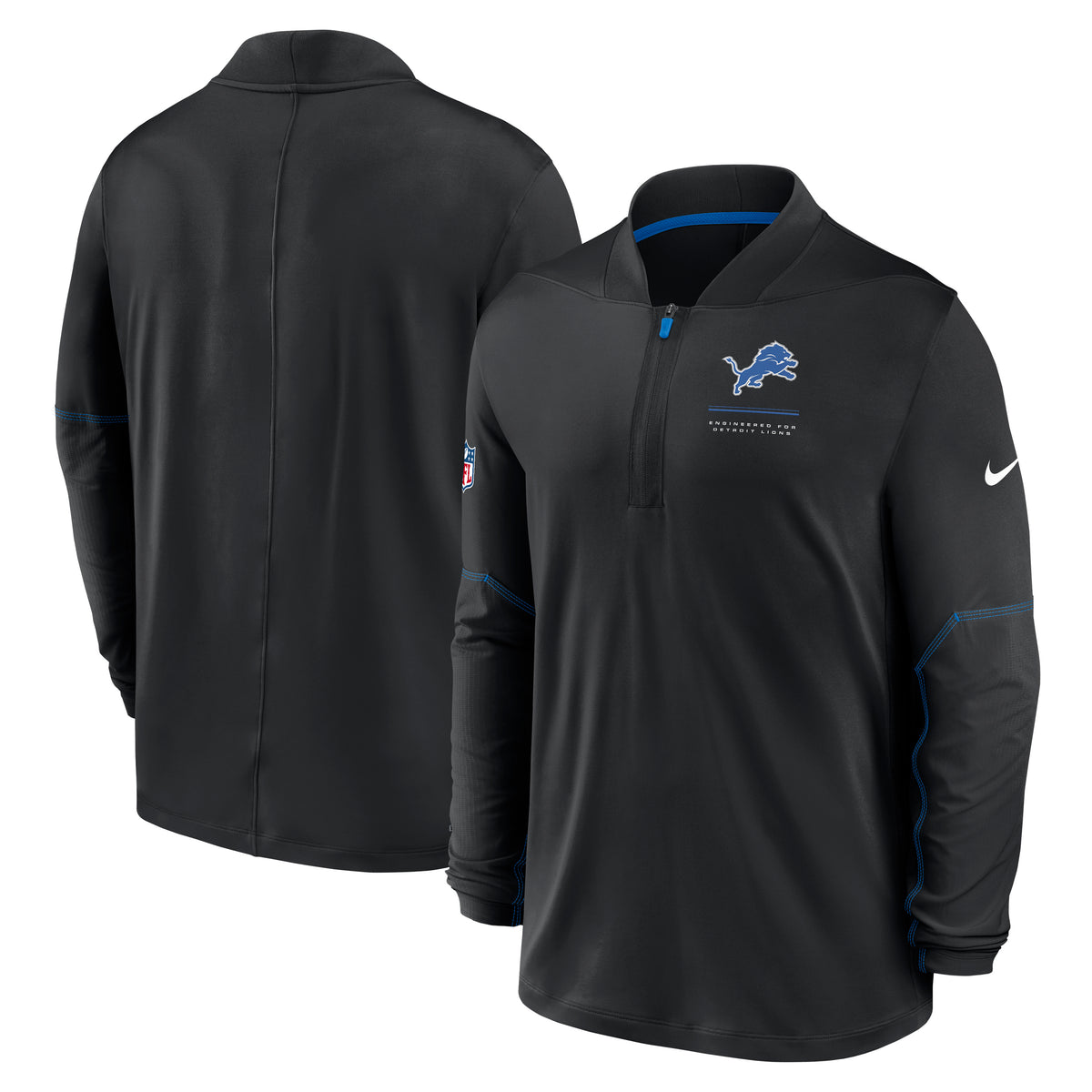 NFL Detroit Lions Nike Midweight Half-Zip Jacket Top- Black