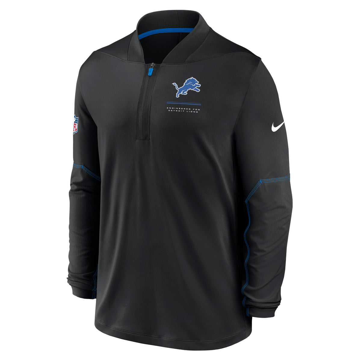 NFL Detroit Lions Nike Midweight Half-Zip Jacket Top- Black