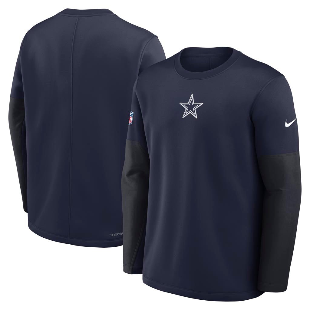 NFL Dallas Cowboys Nike 2025 Sideline Coaches Therma-FIT Long Sleeve T-Shirt - Navy