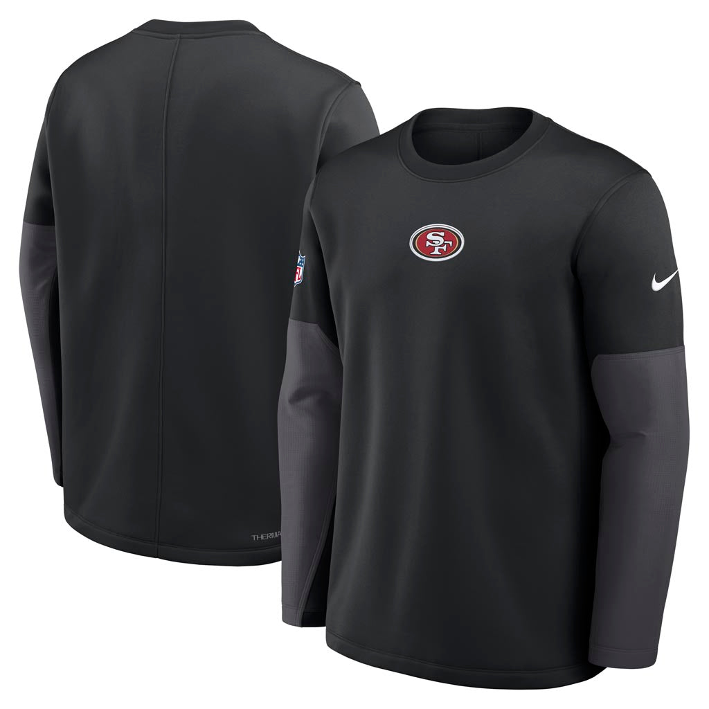 NFL San Francisco 49ers Nike 2025 Sideline Coaches Therma-FIT Long Sleeve T-Shirt - Black