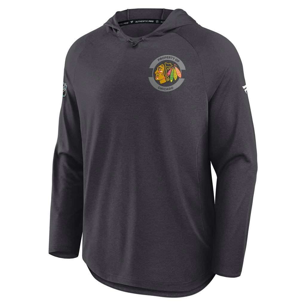 NHL Chicago Blackhawks Fanatics Authentic Pro Rink Lightweight Hoodie - Black