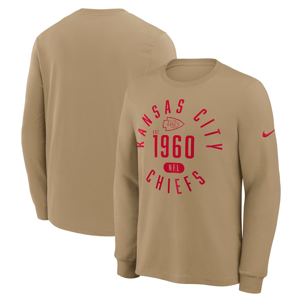 NFL Kansas City Chiefs Nike Rewind Slub Long Sleeve T-Shirt - Tan