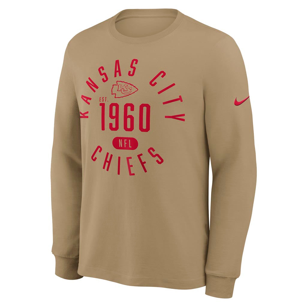 NFL Kansas City Chiefs Nike Rewind Slub Long Sleeve T-Shirt - Tan