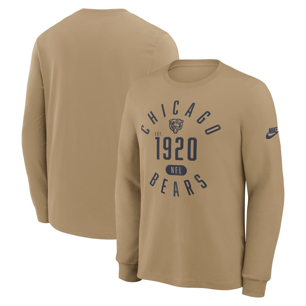 NFL Chicago Bears Nike Rewind Slub Long Sleeve T-Shirt - Tan