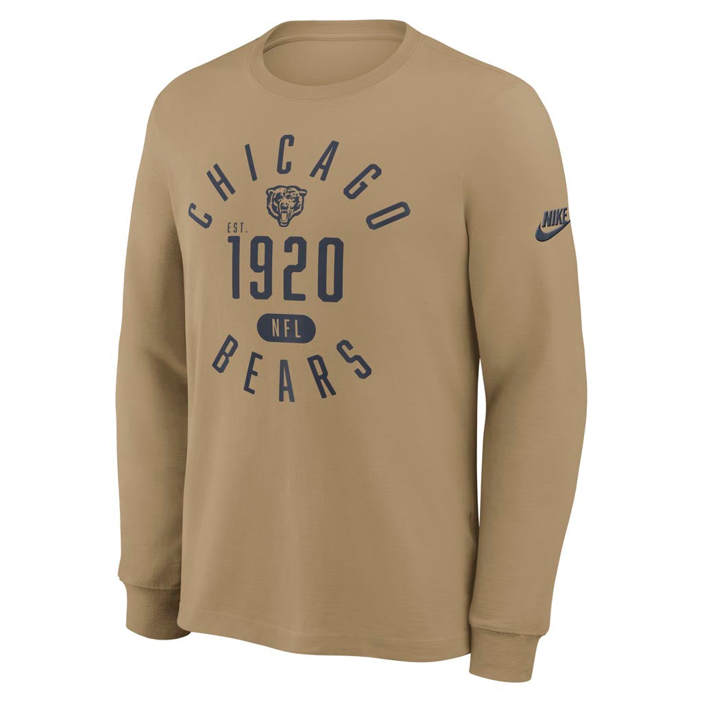NFL Chicago Bears Nike Rewind Slub Long Sleeve T-Shirt - Tan