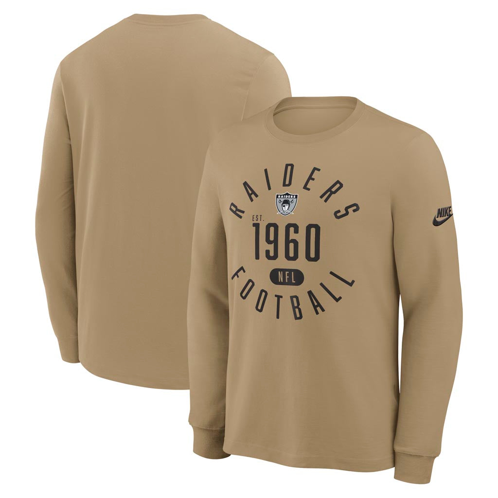 NFL Las Vegas Raiders Nike Rewind Slub Long Sleeve T-Shirt - Tan