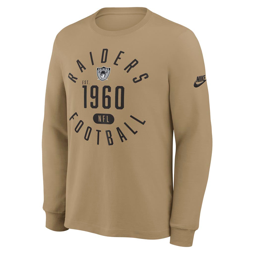 NFL Las Vegas Raiders Nike Rewind Slub Long Sleeve T-Shirt - Tan