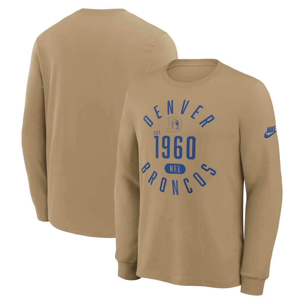 NFL Denver Broncos Nike Rewind Slub Long Sleeve T-Shirt - Tan