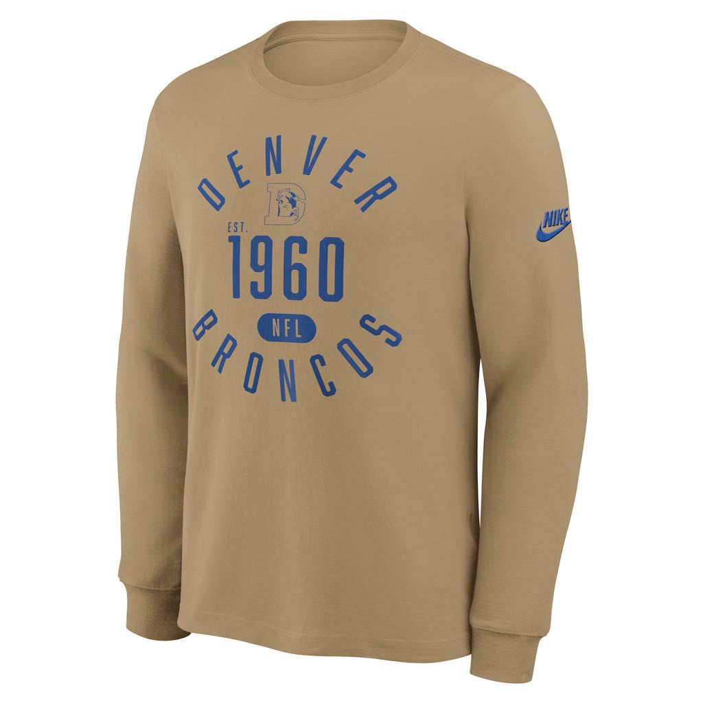 NFL Denver Broncos Nike Rewind Slub Long Sleeve T-Shirt - Tan