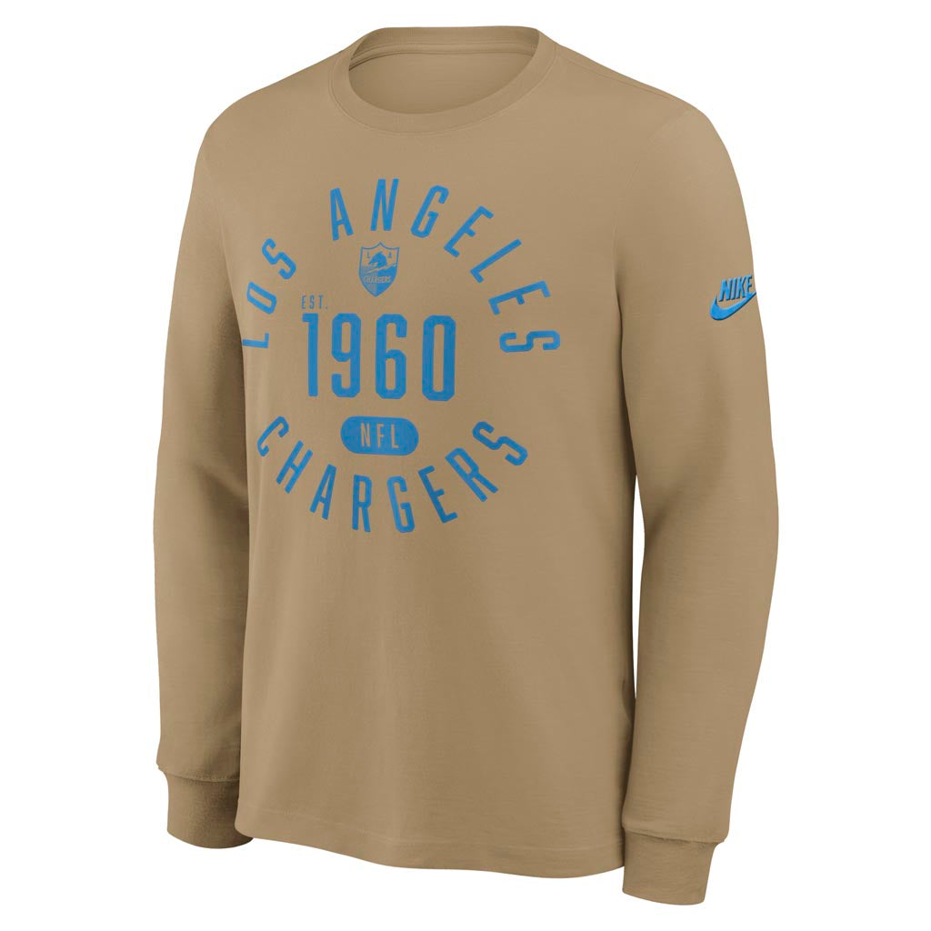 NFL Los Angeles Chargers Nike Rewind Slub Long Sleeve T-Shirt - Tan