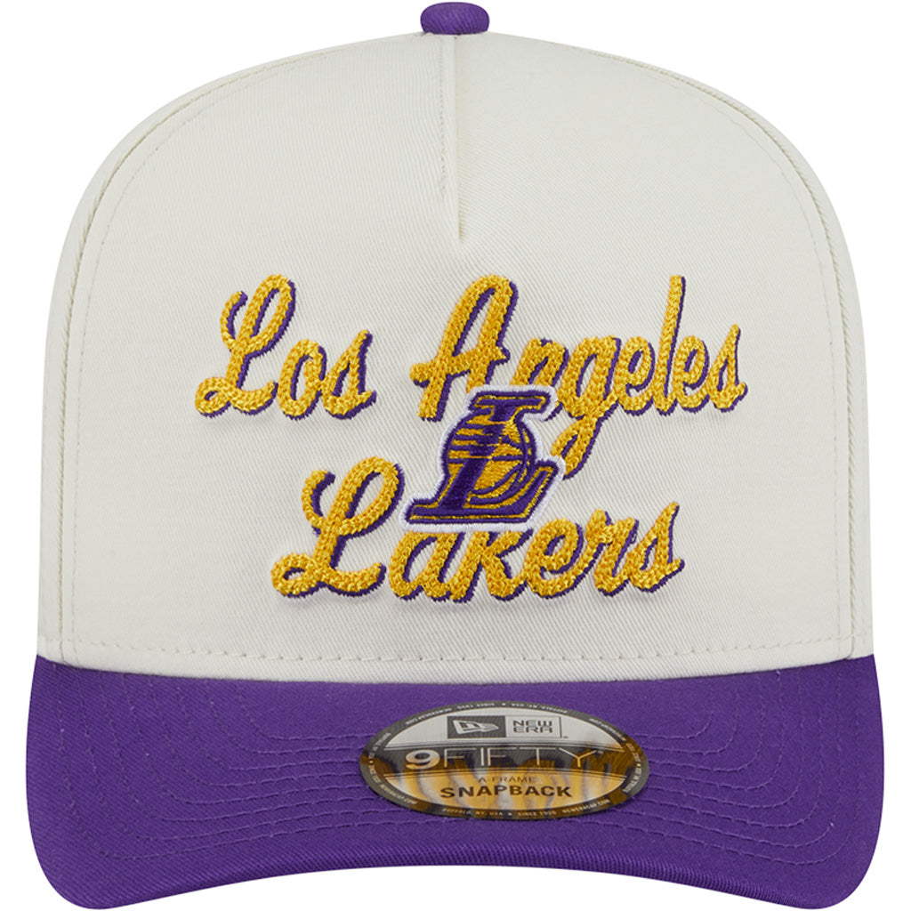 NBA Los Angeles Lakers New Era Chainstitch Two-Tone 9FIFTY A-Frame Snapback Hat - Cream