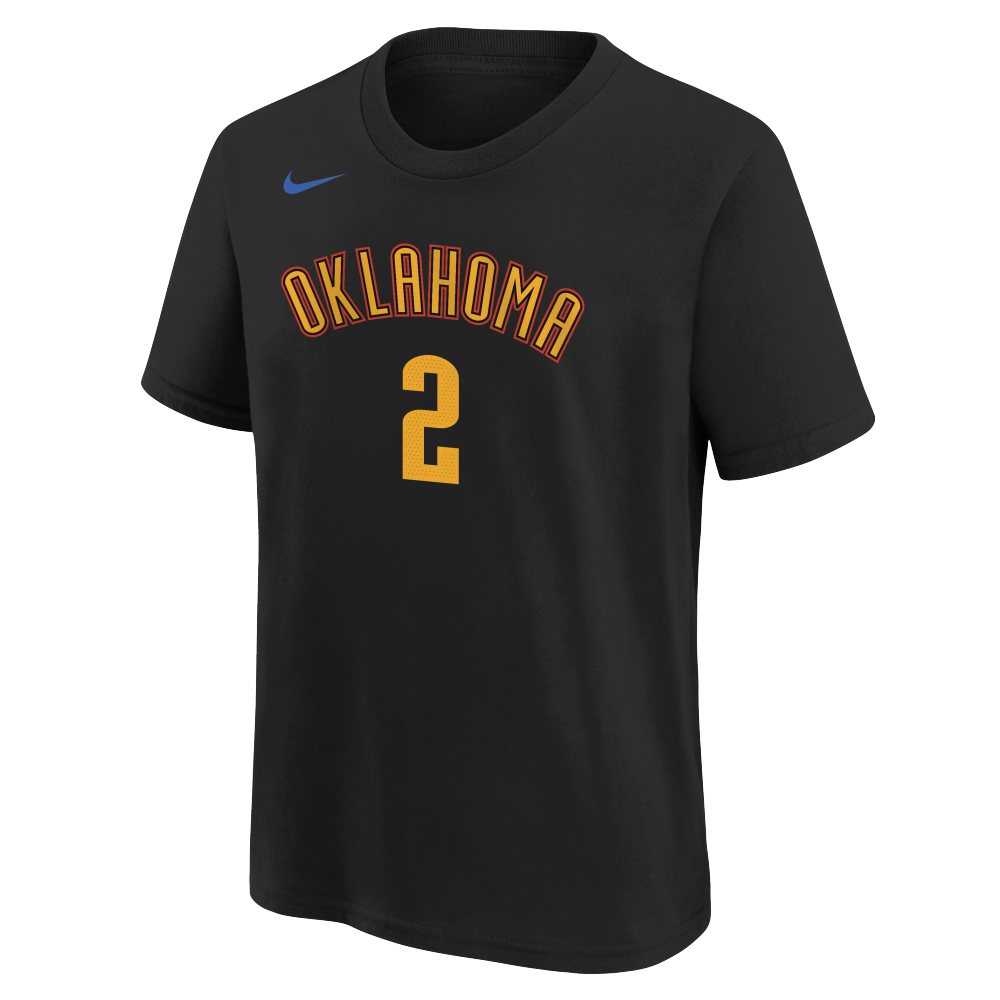 NBA Oklahoma City Thunder Shai Gilgeous-Alexander Youth Nike City Edition 2024/25 Name & Number T-Shirt - Black