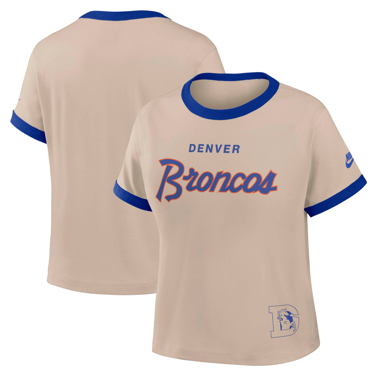 NFL Denver Broncos Women's Nike Ringer T-Shirt- Tan
