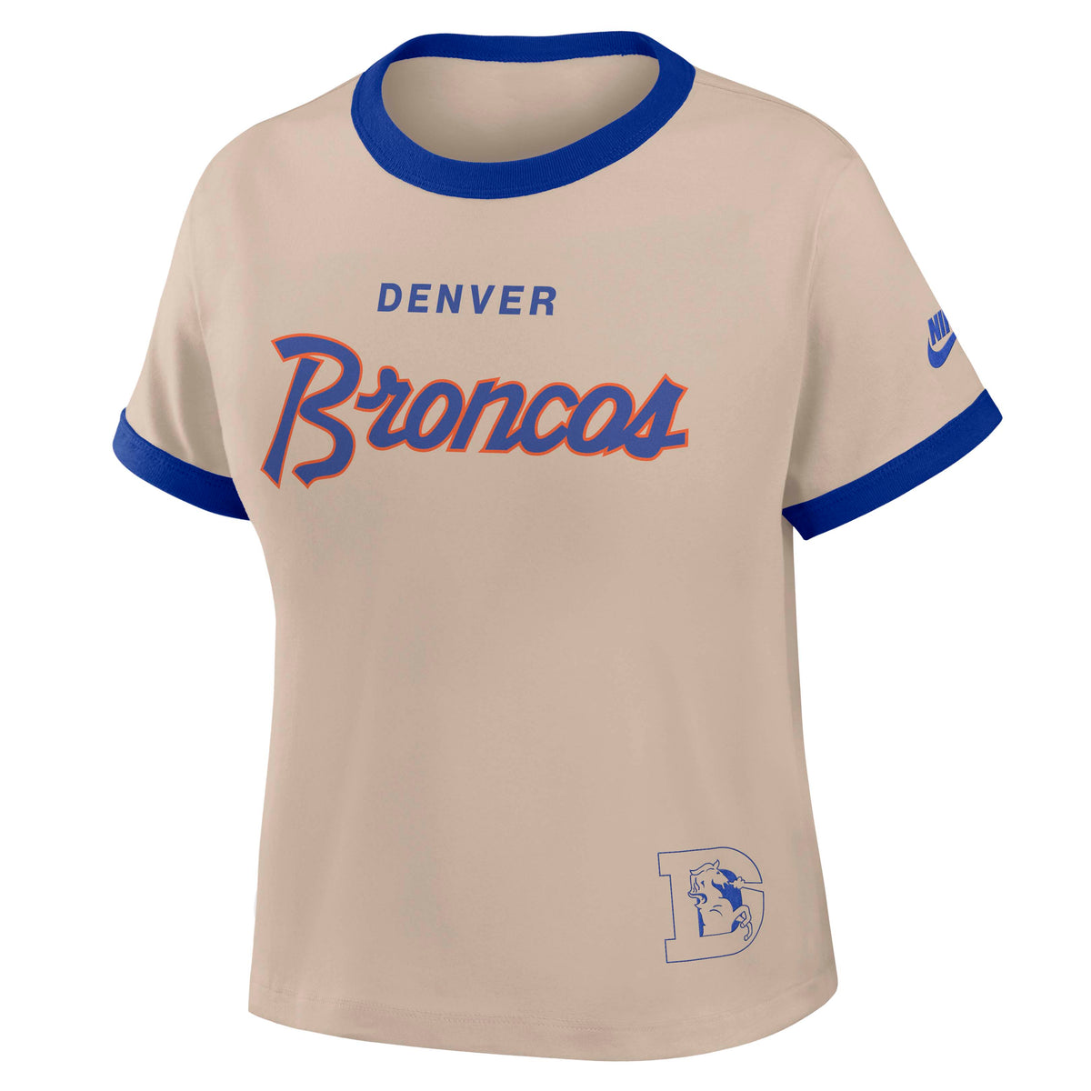 NFL Denver Broncos Women's Nike Ringer T-Shirt- Tan