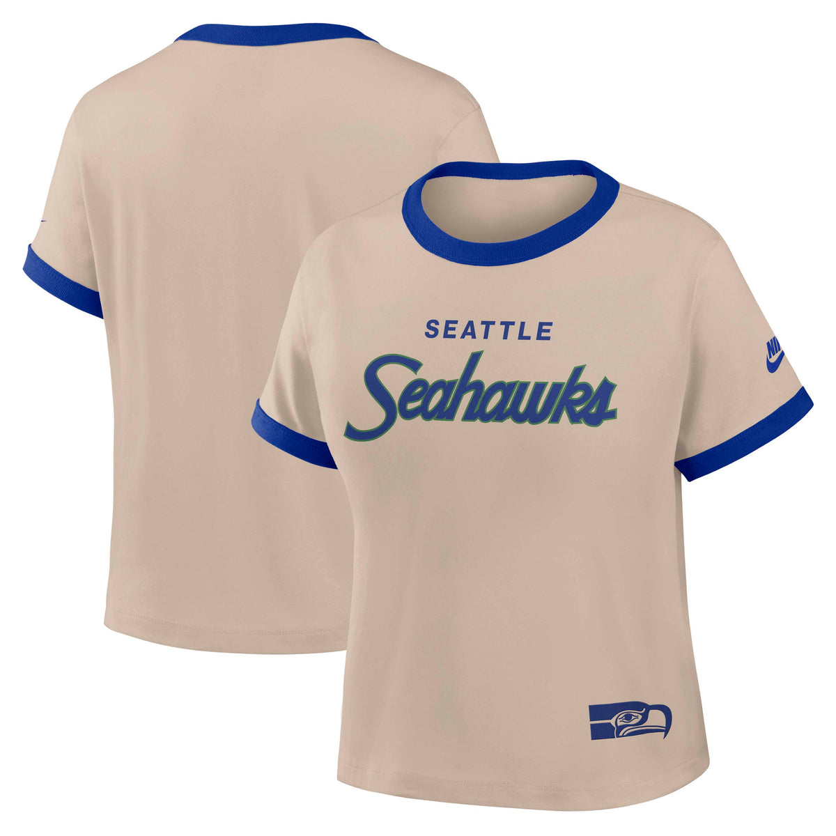 NFL Seattle Seahawks Women's Nike Ringer T-Shirt- Tan