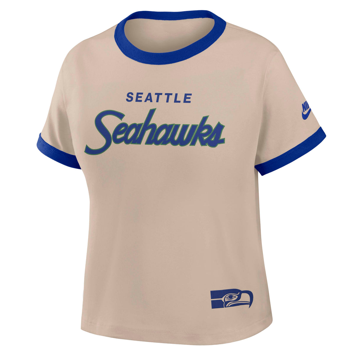 NFL Seattle Seahawks Women's Nike Ringer T-Shirt- Tan