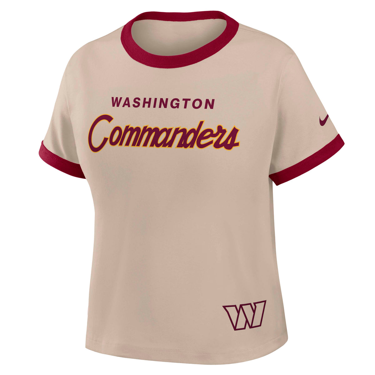 NFL Washington Commanders Women's Nike Ringer T-Shirt- Tan