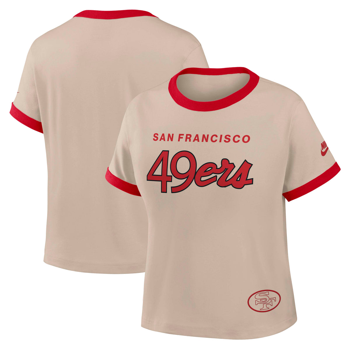 NFL San Francisco 49ers Women's Nike Ringer T-Shirt- Tan
