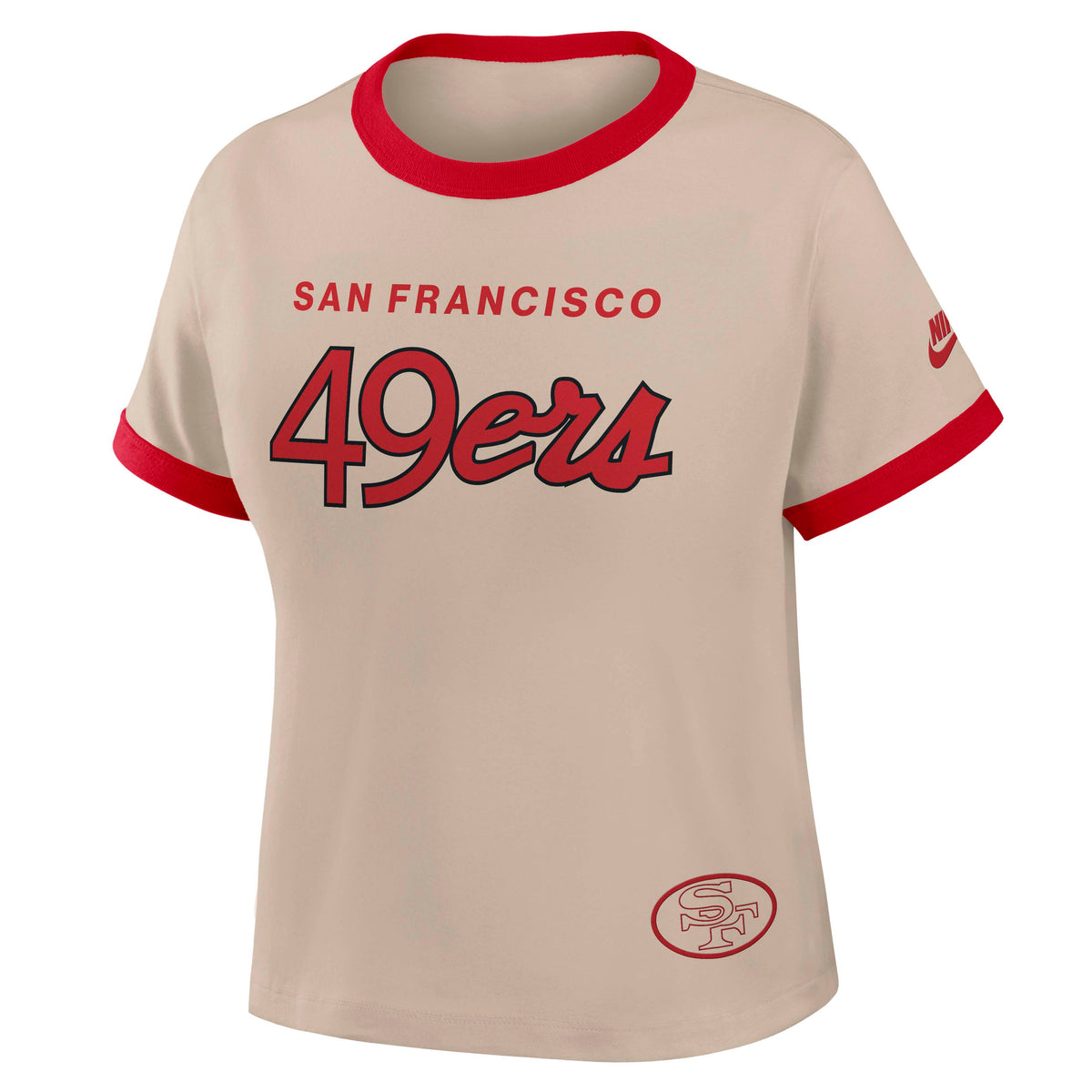 NFL San Francisco 49ers Women's Nike Ringer T-Shirt- Tan