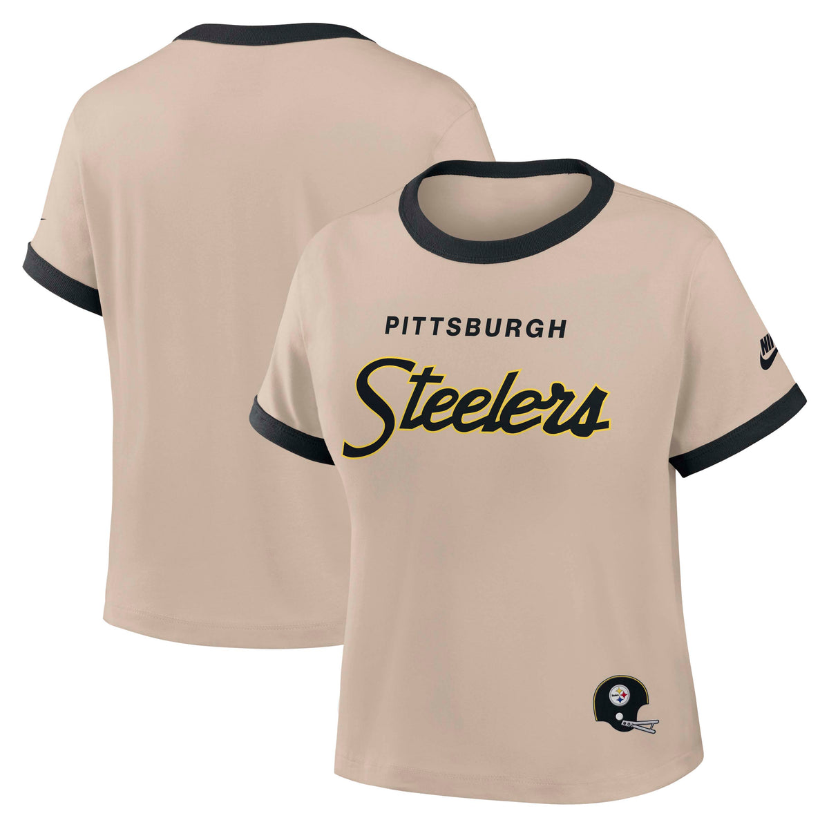 NFL Pittsburgh Steelers Women's Nike Ringer T-Shirt- Tan