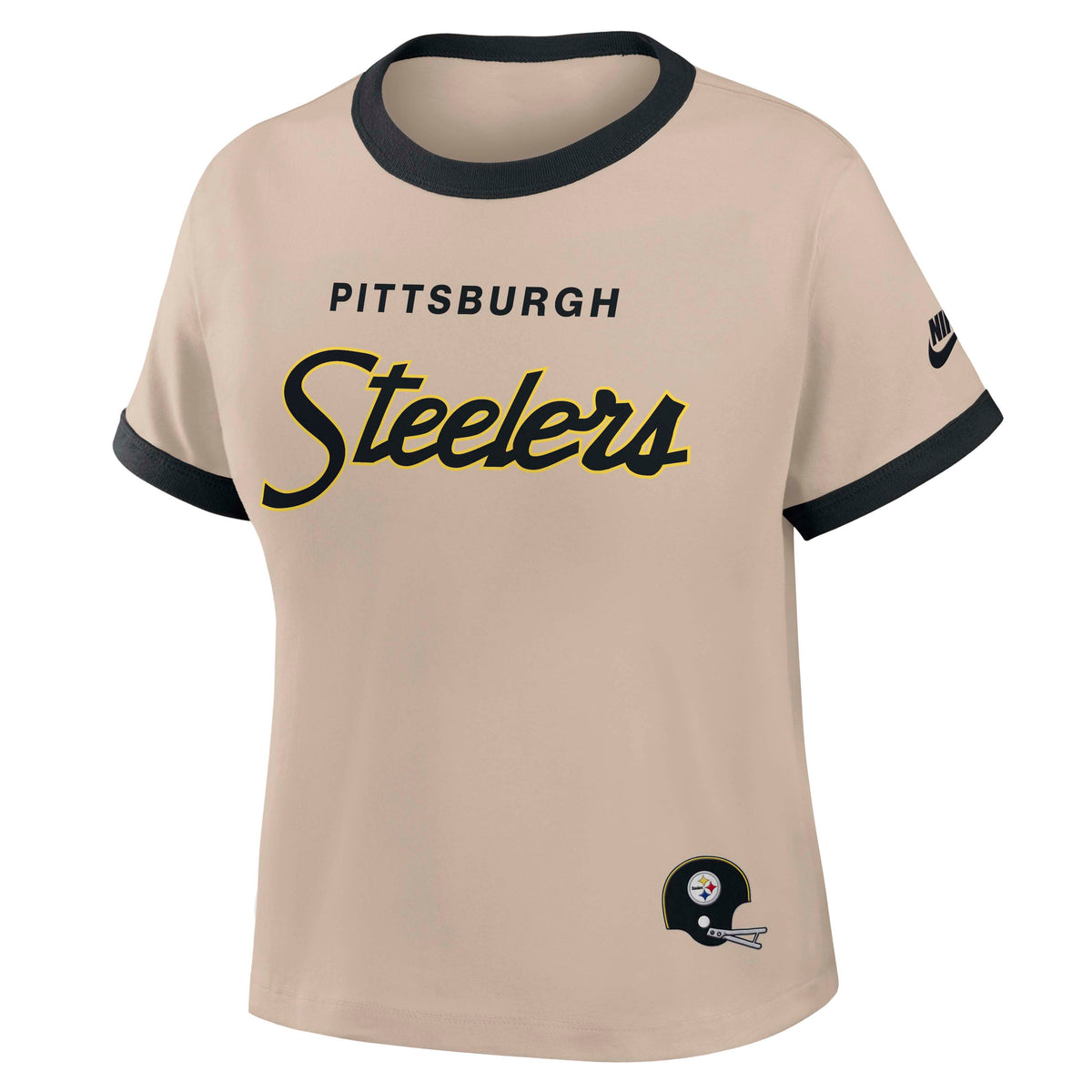 NFL Pittsburgh Steelers Women's Nike Ringer T-Shirt- Tan