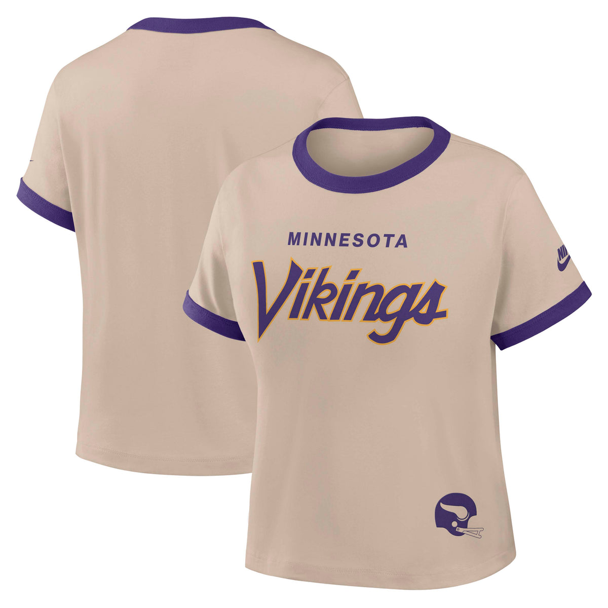 NFL Minnesota Vikings Women's Nike Ringer T-Shirt- Tan