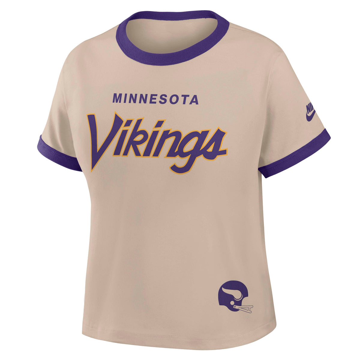 NFL Minnesota Vikings Women's Nike Ringer T-Shirt- Tan
