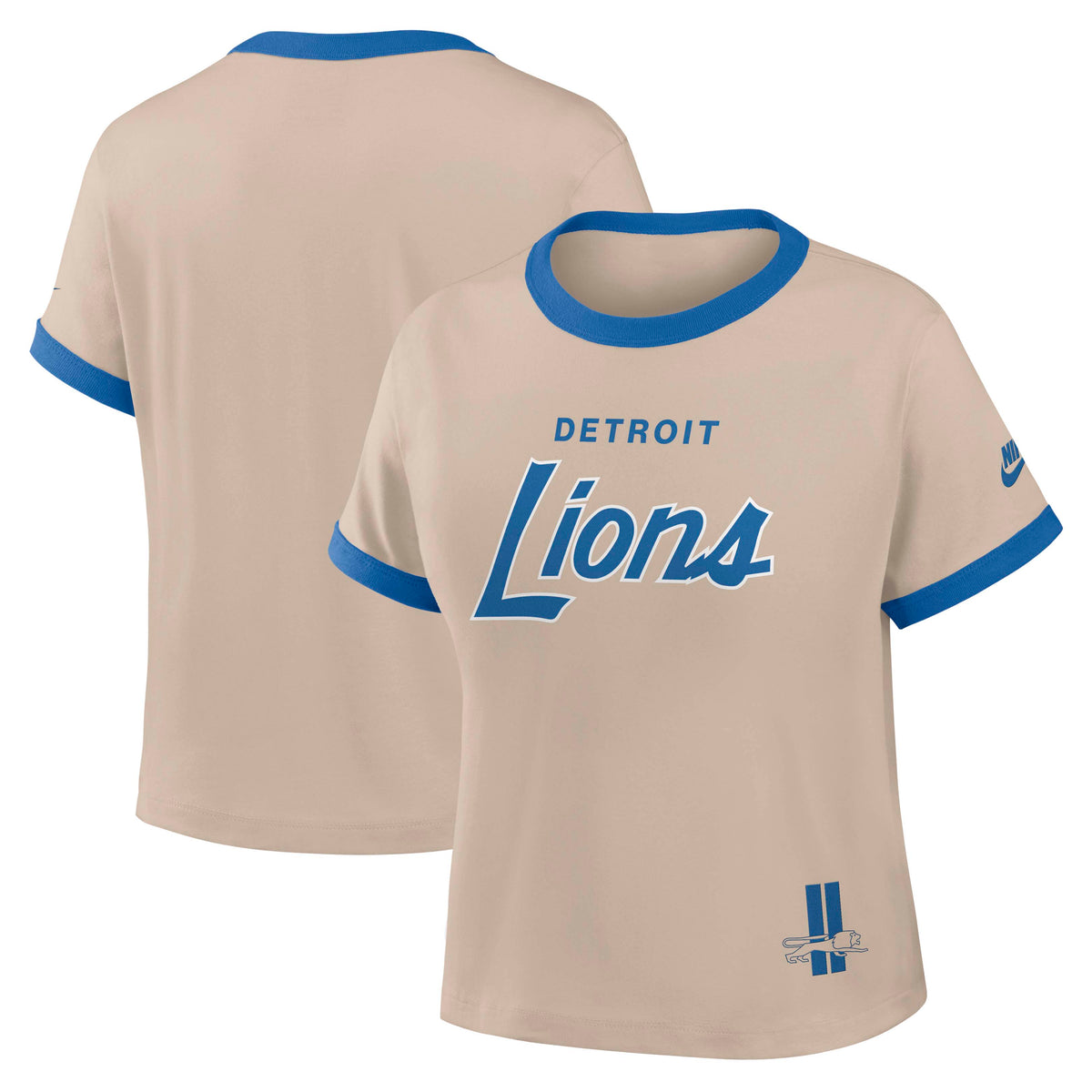NFL Detroit Lions Women's Nike Ringer T-Shirt- Tan