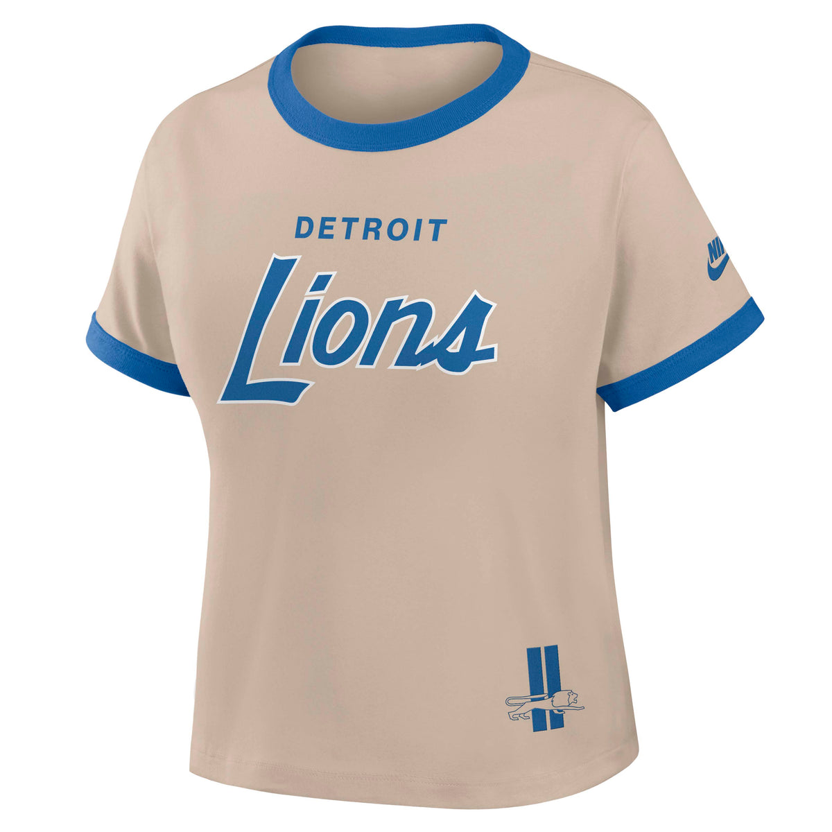 NFL Detroit Lions Women's Nike Ringer T-Shirt- Tan