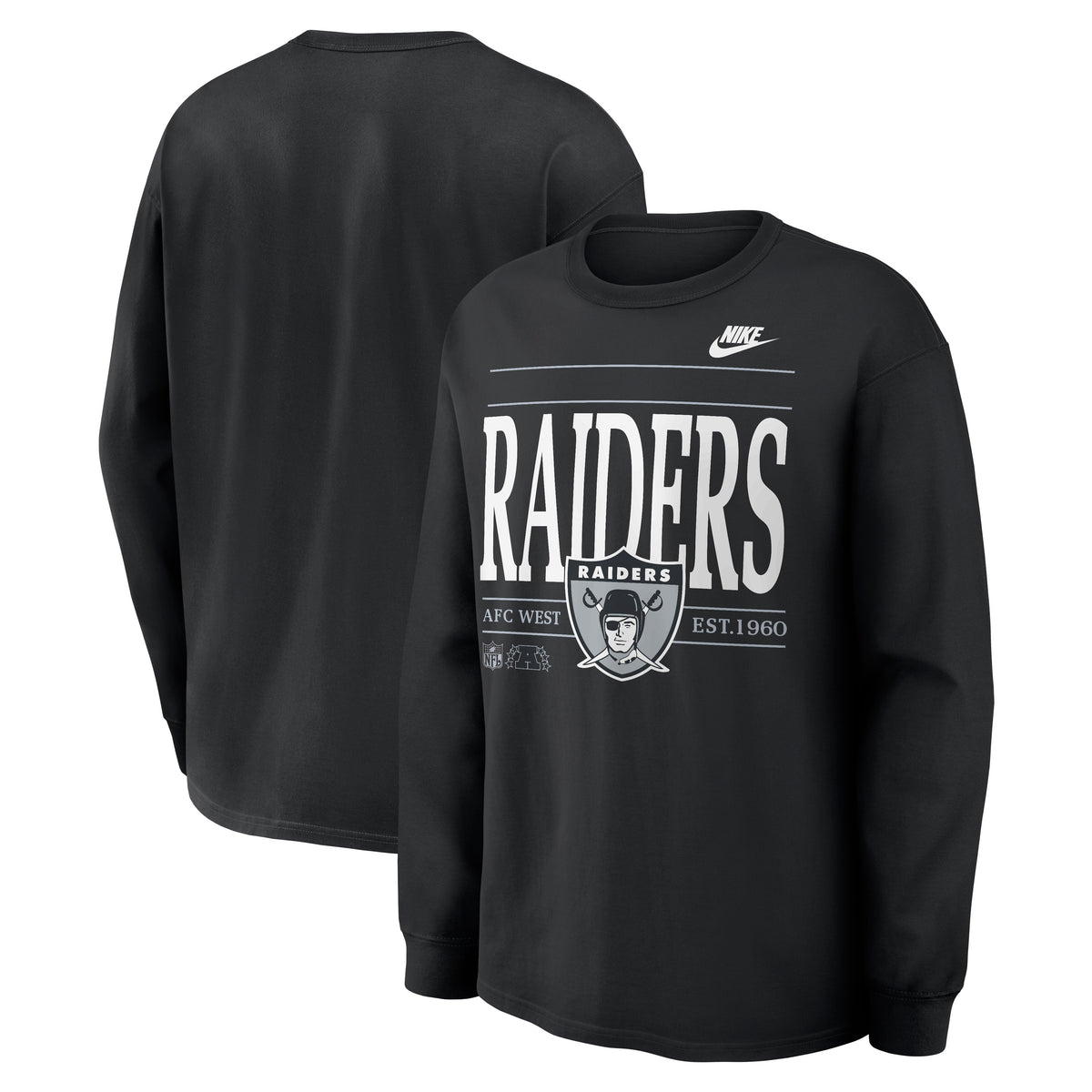 NFL Las Vegas Raiders Nike Rewind Max90 Long Sleeve T-Shirt- Black