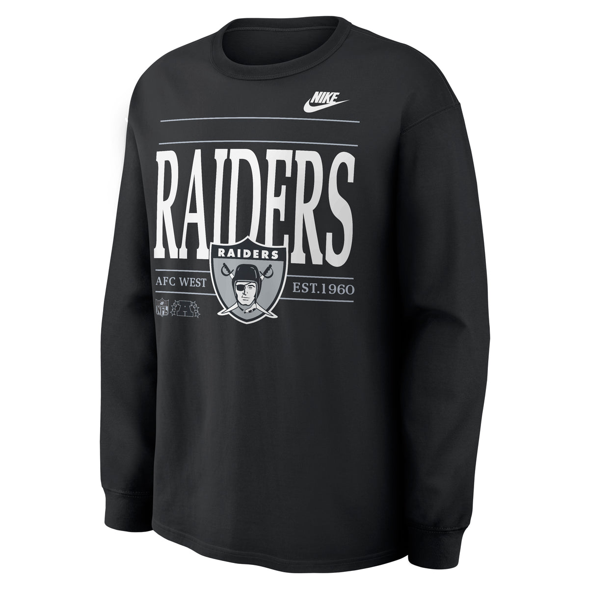 NFL Las Vegas Raiders Nike Rewind Max90 Long Sleeve T-Shirt- Black