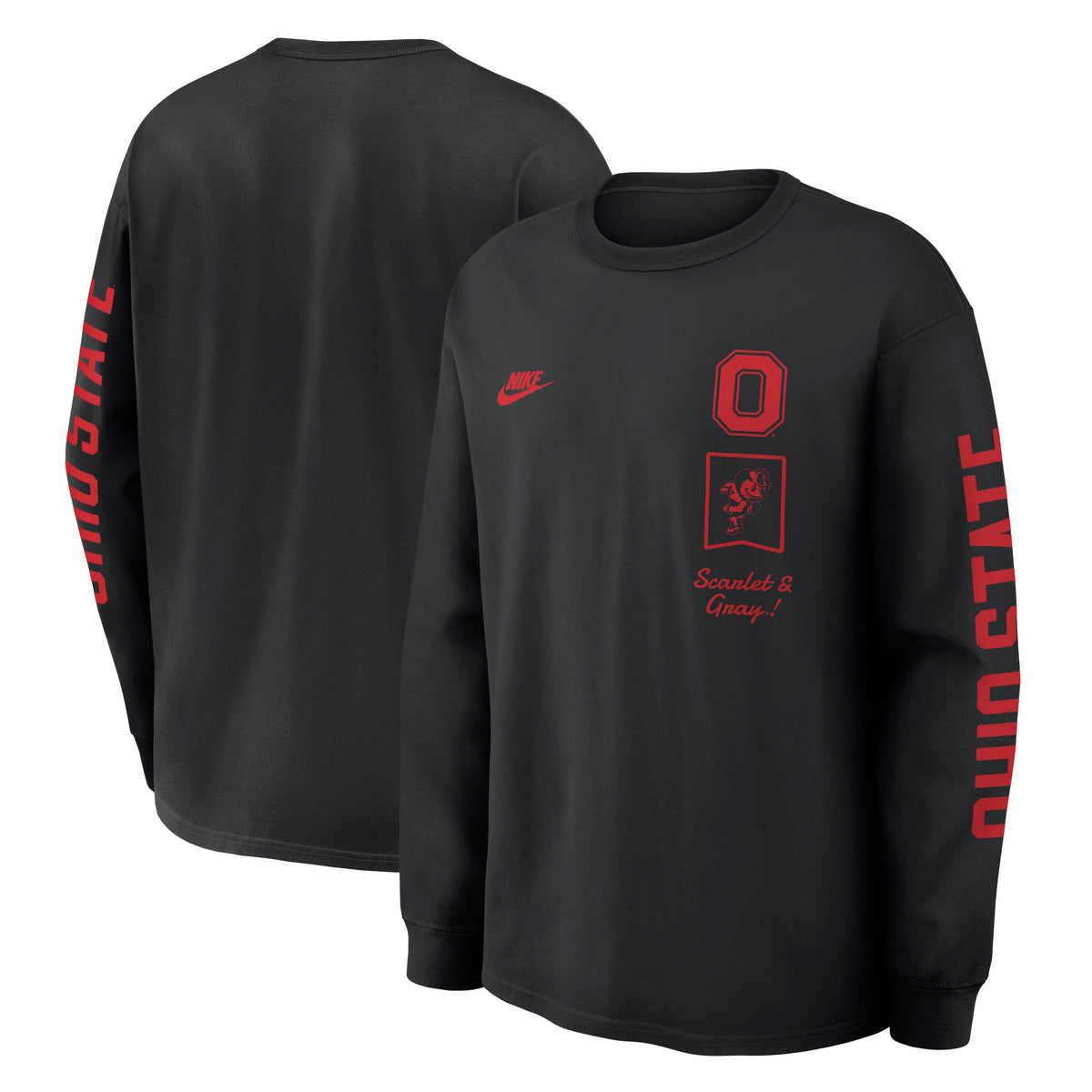 NCAA Ohio State Buckeyes Nike Max90 Legacy Long Sleeve T-Shirt- Black