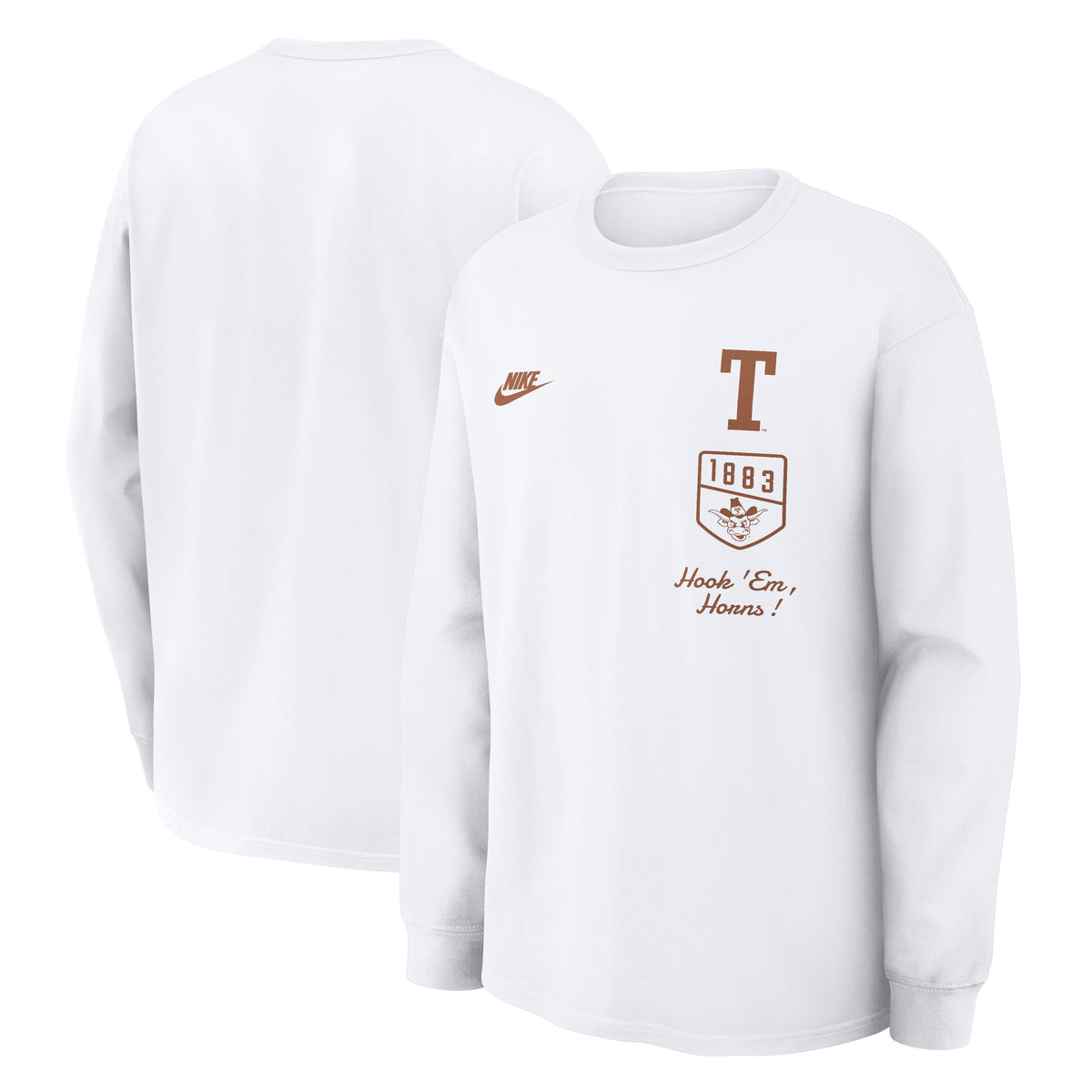 NCAA Texas Longhorns Nike Max90 Legacy Long Sleeve T-Shirt- White