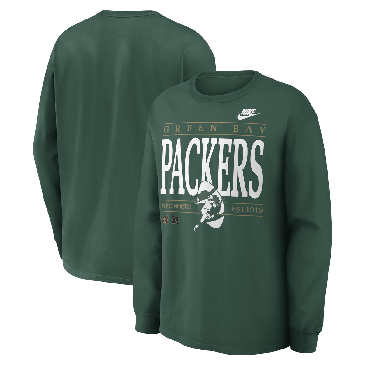 NFL Green Bay Packers Nike Rewind Max90 Long Sleeve T-Shirt- Green