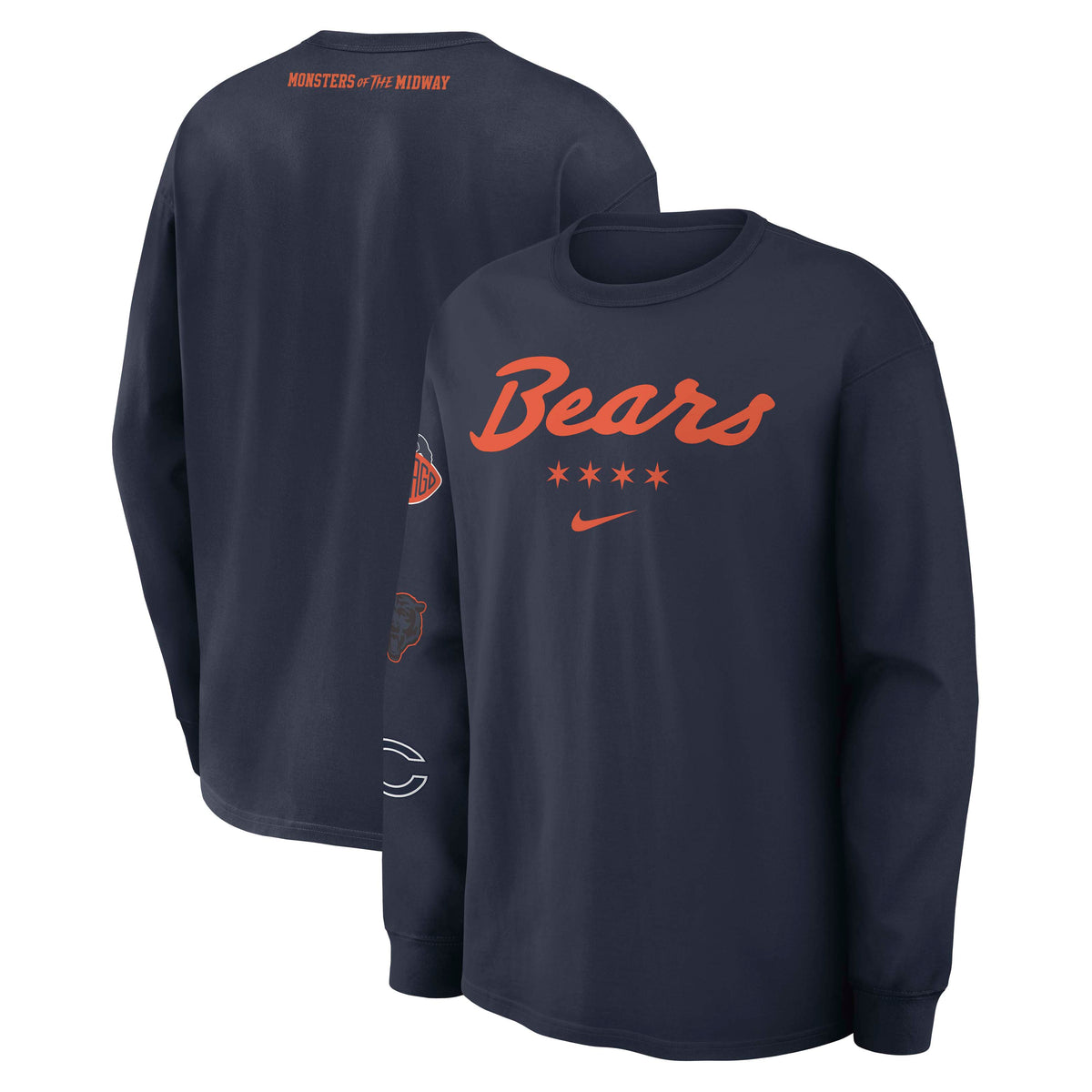 NFL Chicago Bears Nike Rivalry Max90 Long Sleeve T-Shirt- Navy